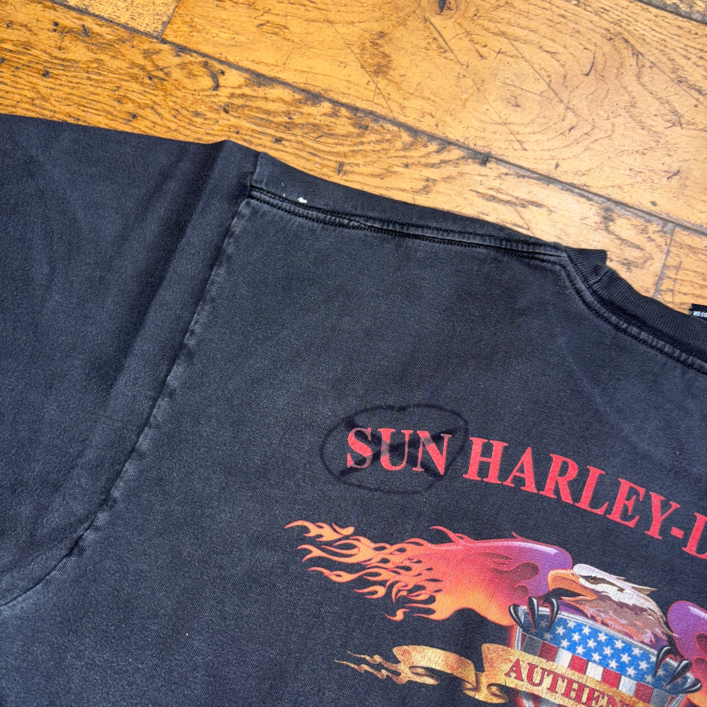 Vintage Harley Davidson Wolf Black Motorbike Graphic T-Shirt - L