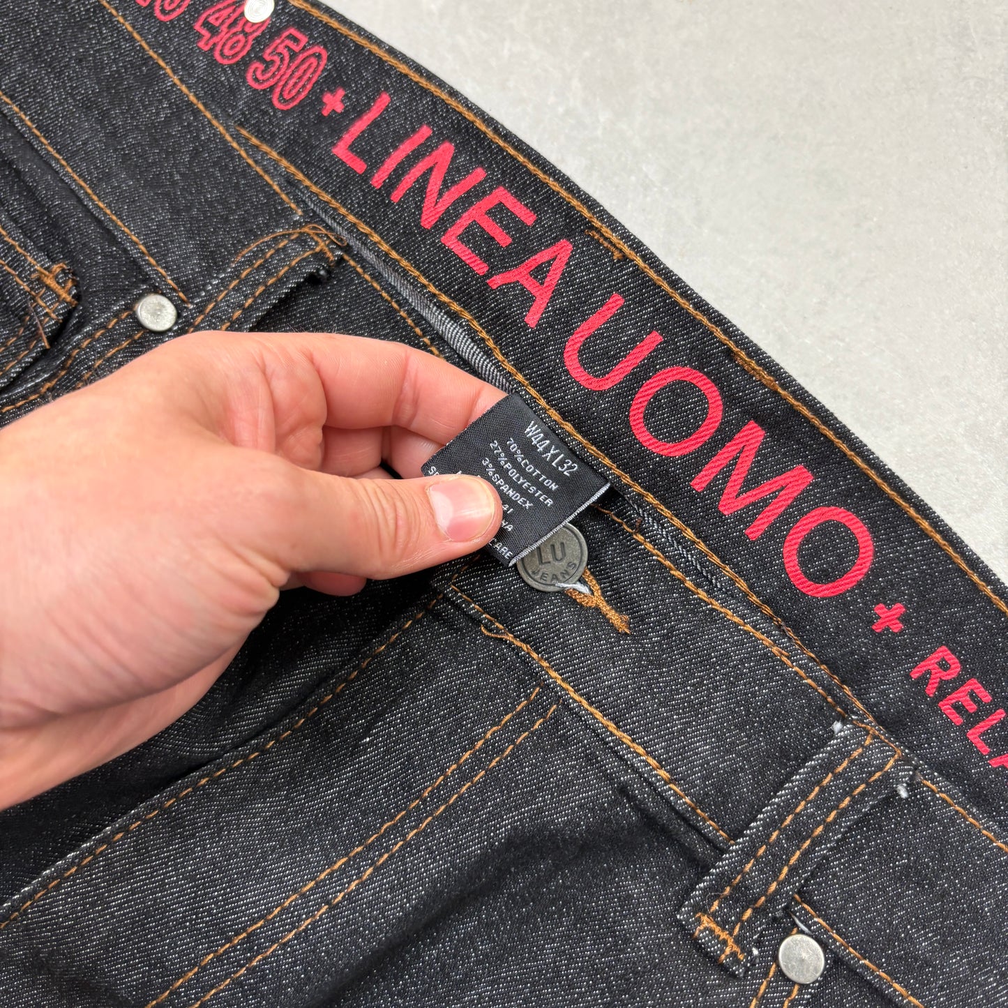 Vintage Embroidered Hip Hop Black Baggy Jeans - 46