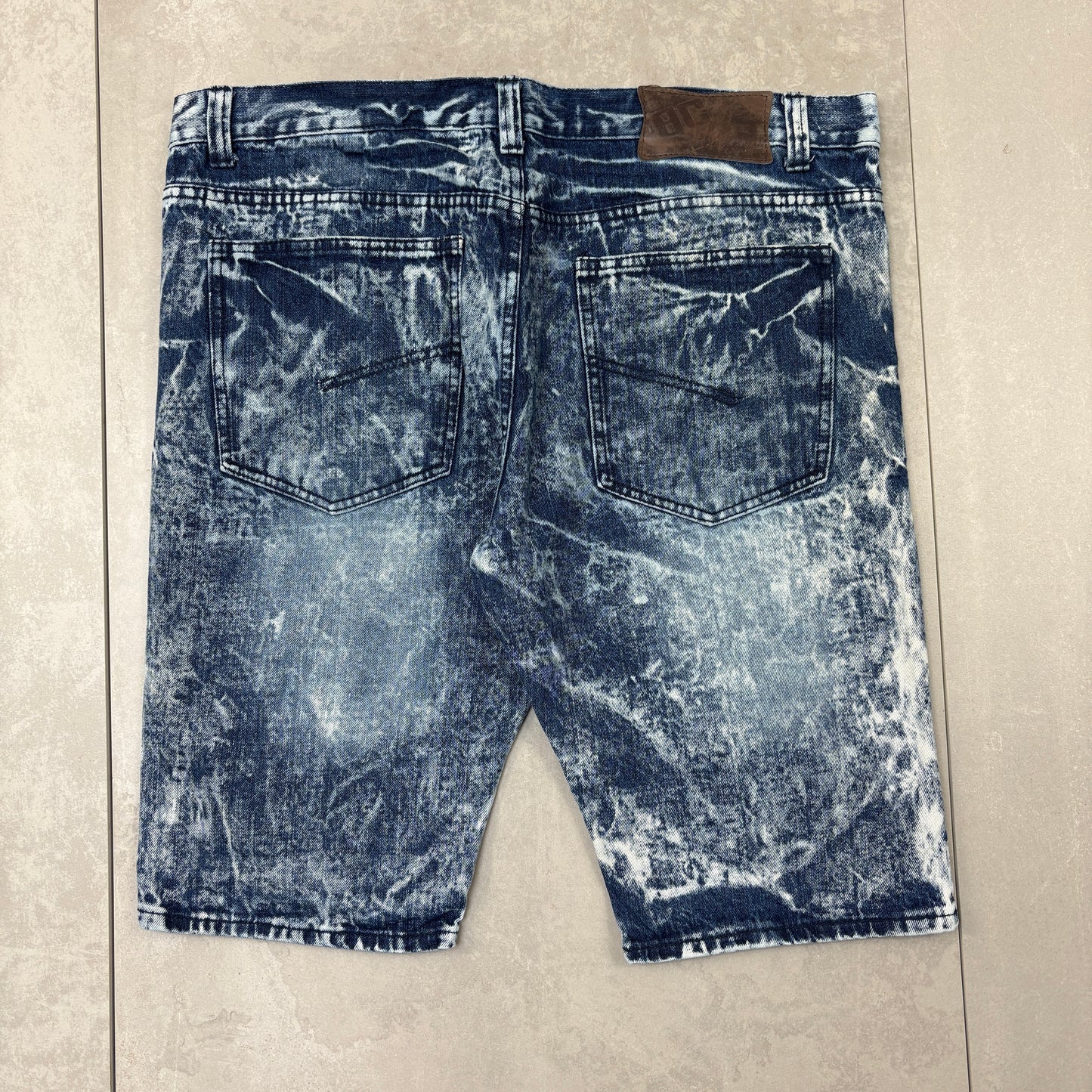 Vintage Acid Wash Blue Hip Hop Baggy Shorts Jorts - 42