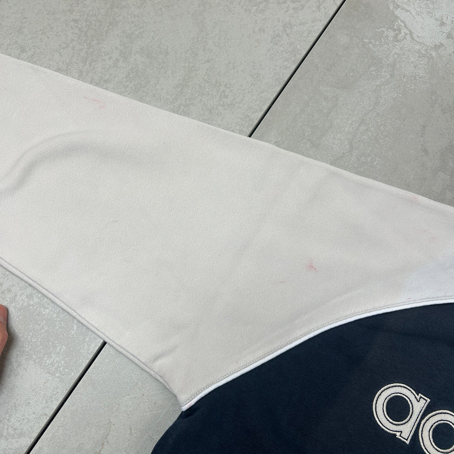 Vintage Adidas Navy White Spellout Sweatshirt - S
