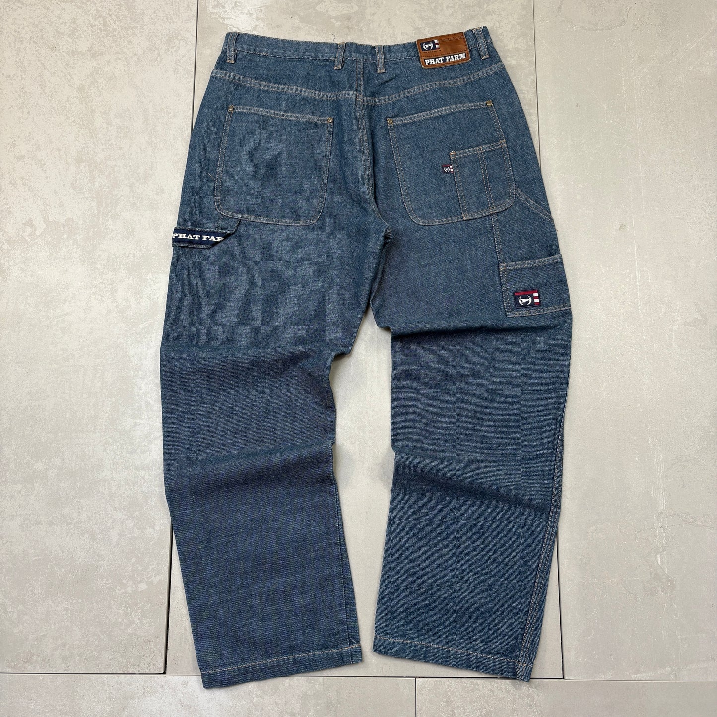 Vintage Phat Farm Embroidered Hip Hop Blue Baggy Jeans - 38