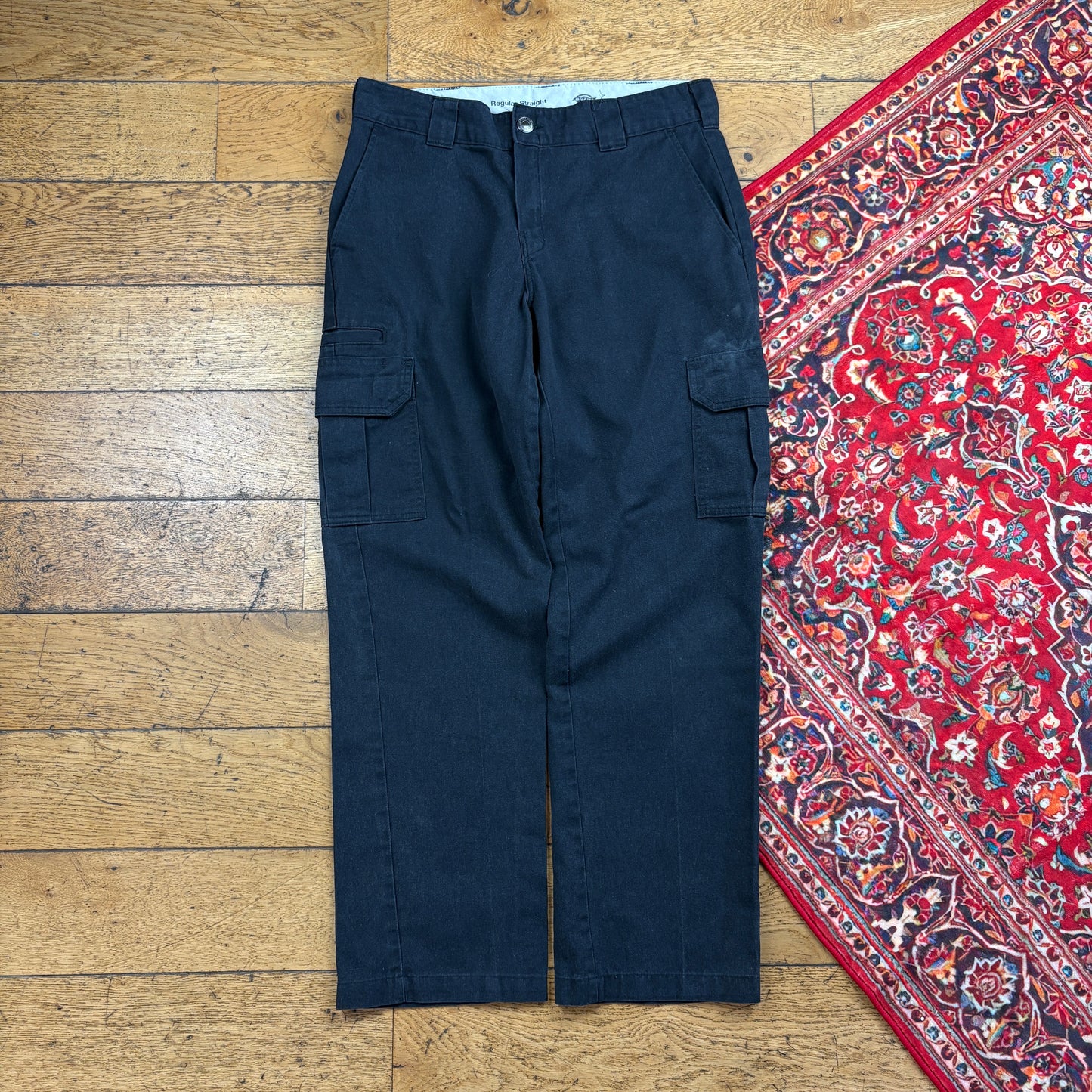 Vintage Dickies 874 Black Cargo Skate Baggy Trousers - 32