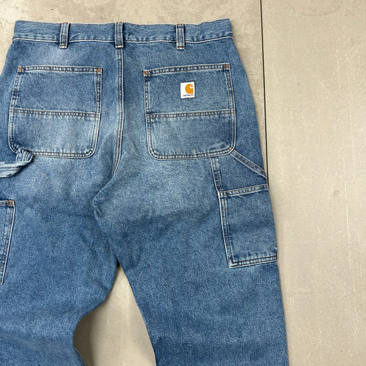 New Carhartt Double Knee Carpenter Baggy Blue Jeans - 34