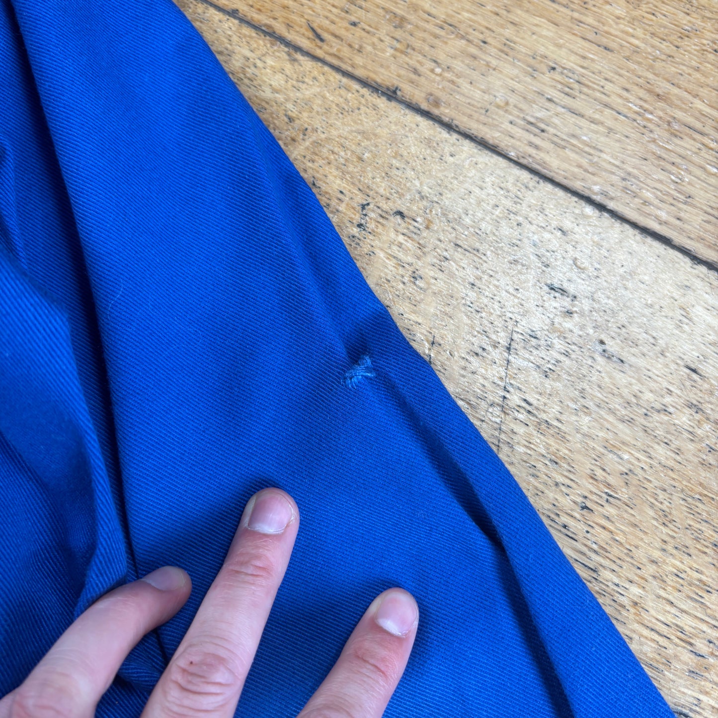 Vintage French Chore Workwear Jacket Blue Overcoat - S