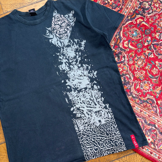 Vintage Y2K Nike Air Jordan Black Grey Tribal Graphic T-Shirt - 2XL
