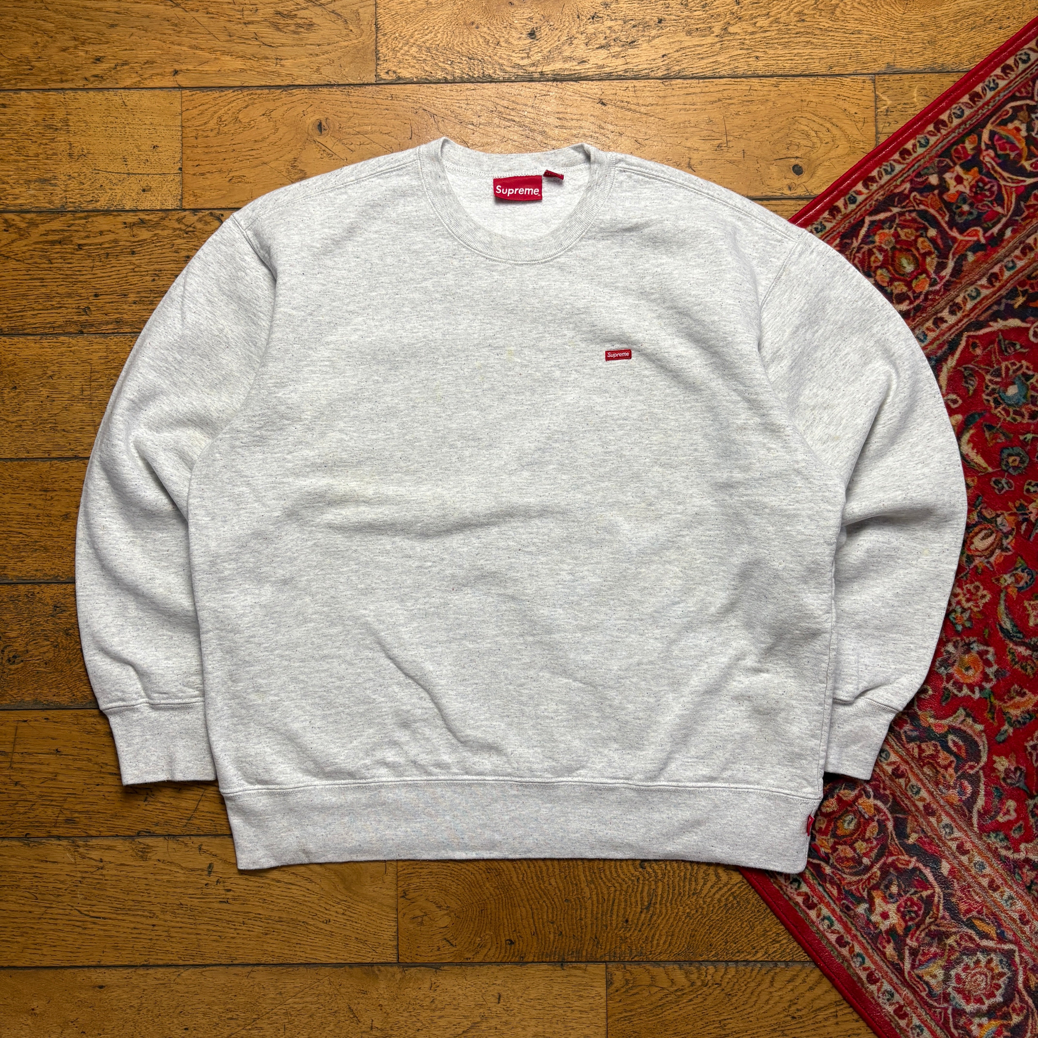 Vintage Supreme Mini Box Logo Boxy Grey Embroidered Sweatshirt - L 