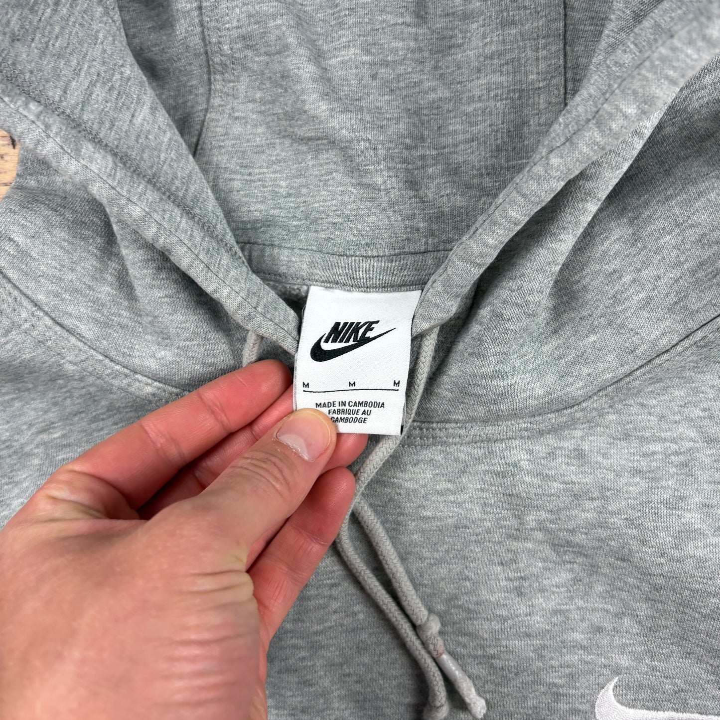 Vintage Nike Grey Swoosh Embroidered Hoodie Sweatshirt - M