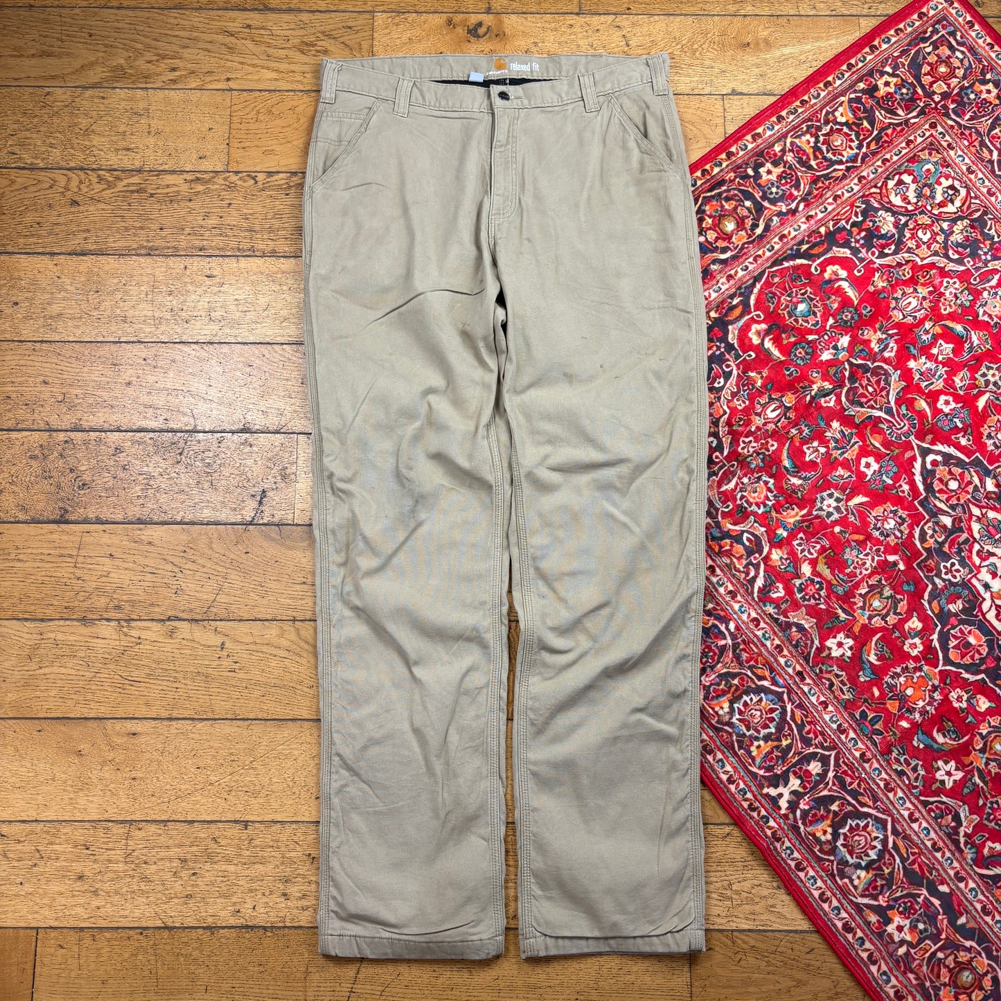Vintage Carhartt Cream Workwear Carpenter Baggy Trousers - 38