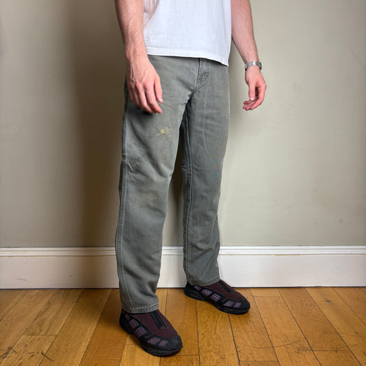 Vintage Dickies Green Khaki Workwear Carpenter Baggy Trousers - 33R