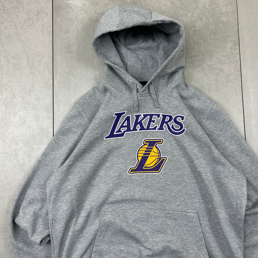 Vintage Lakers NBA Grey Hoodie Sweatshirt - L