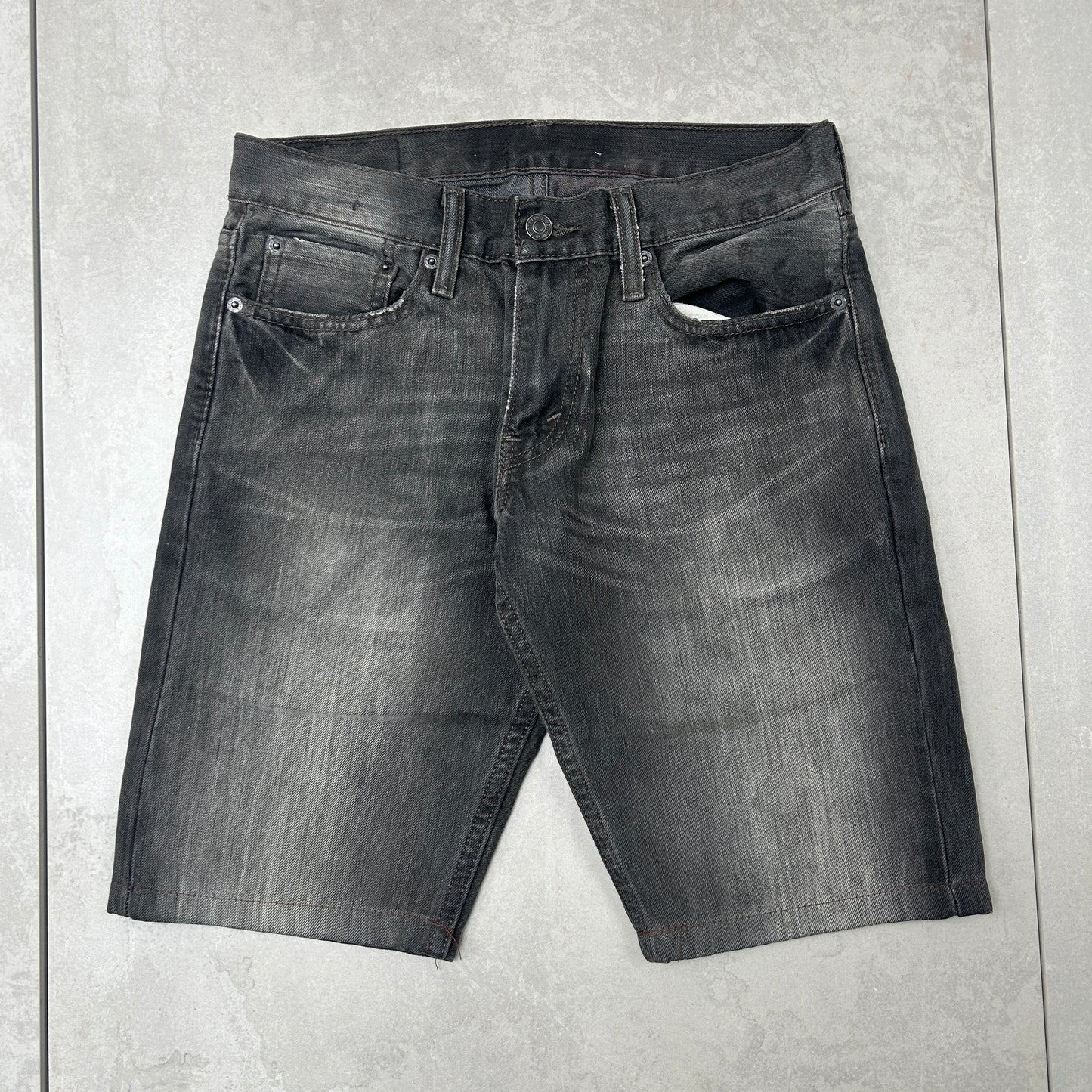 Vintage Levis Slim Black Denim Shorts - 30