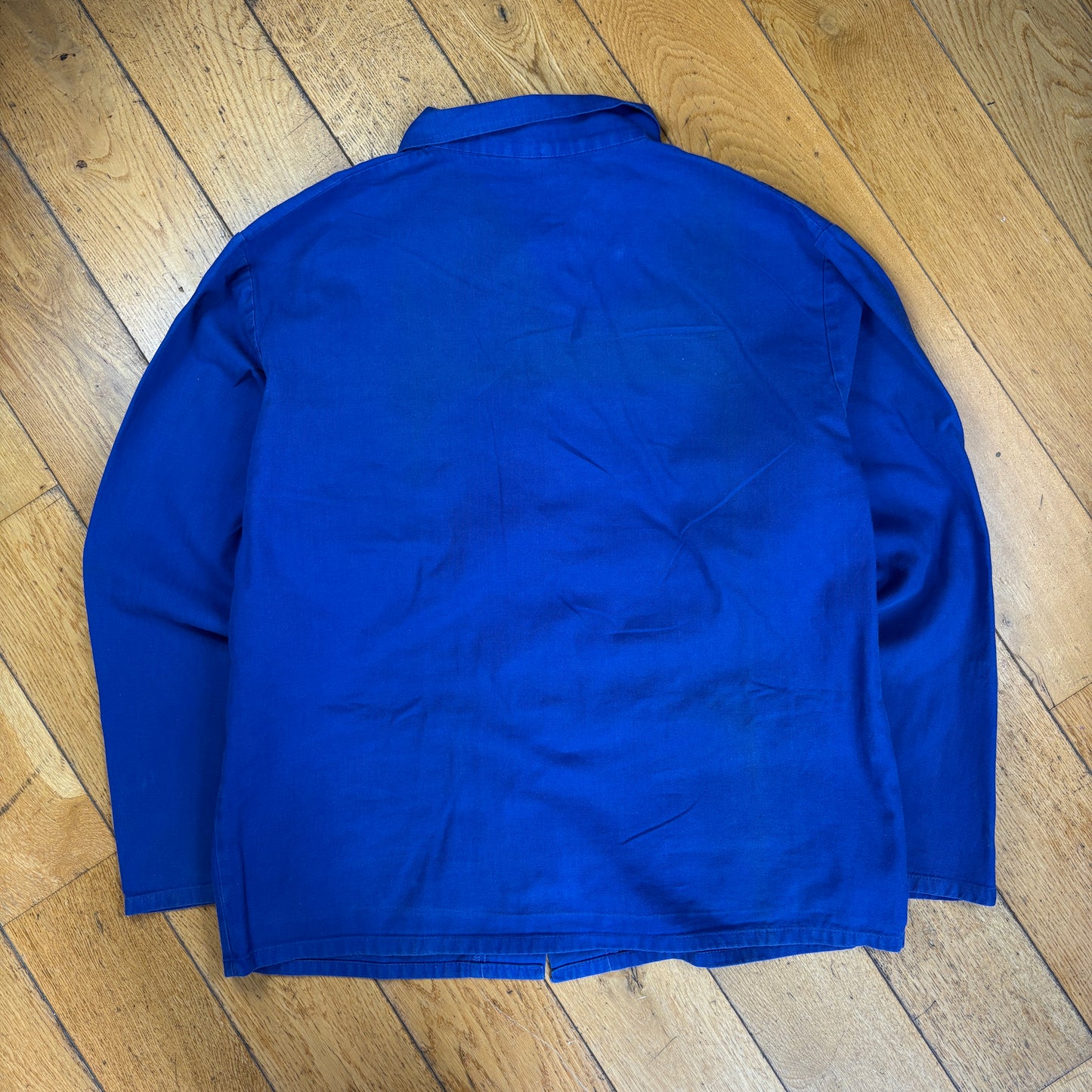 Vintage French Chore Workwear Jacket Blue Overcoat - L