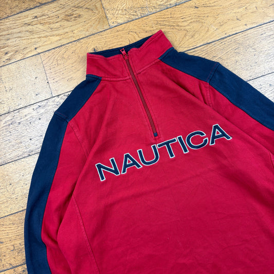 Vintage Nautica Red Embroidered Sweatshirt - L
