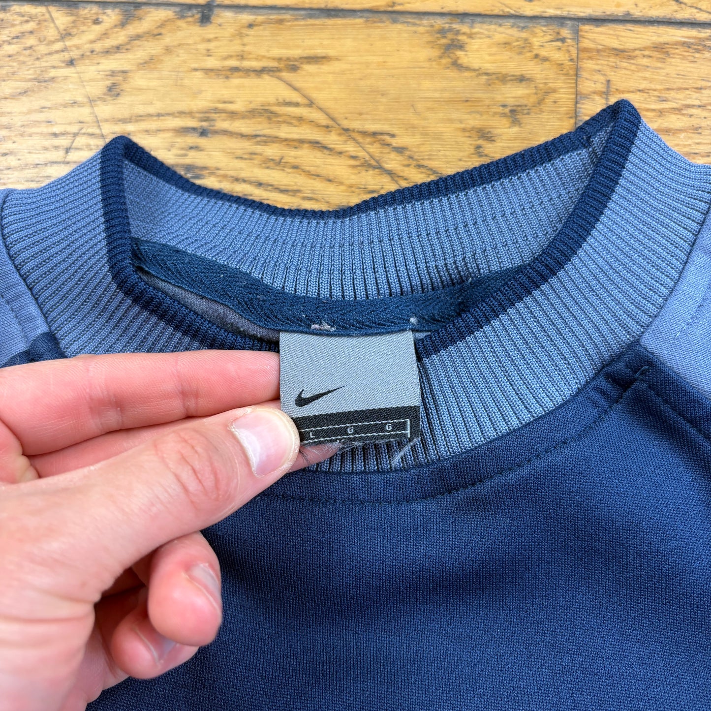 Vintage Nike Swoosh Navy Embroidered Sweatshirt - S