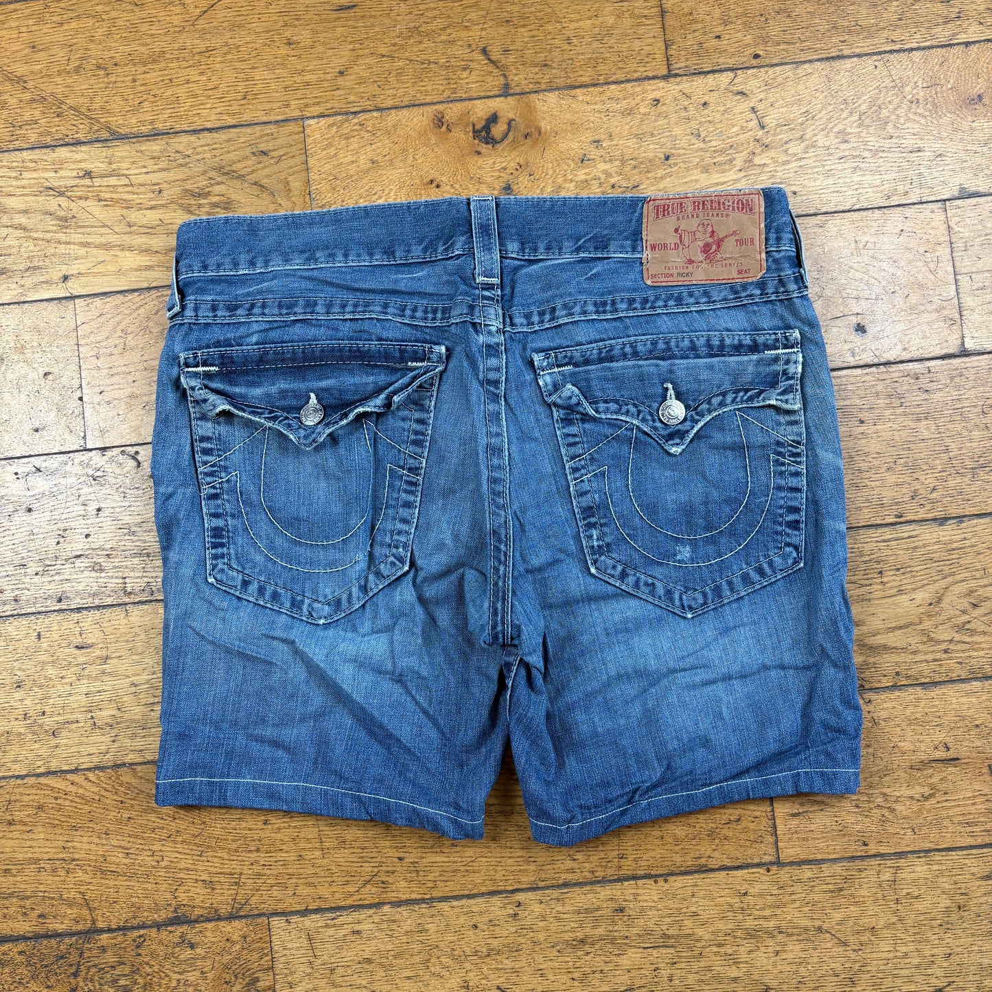 Vintage True Religion Blue Embroidered Y2K Shorts Jorts - 38