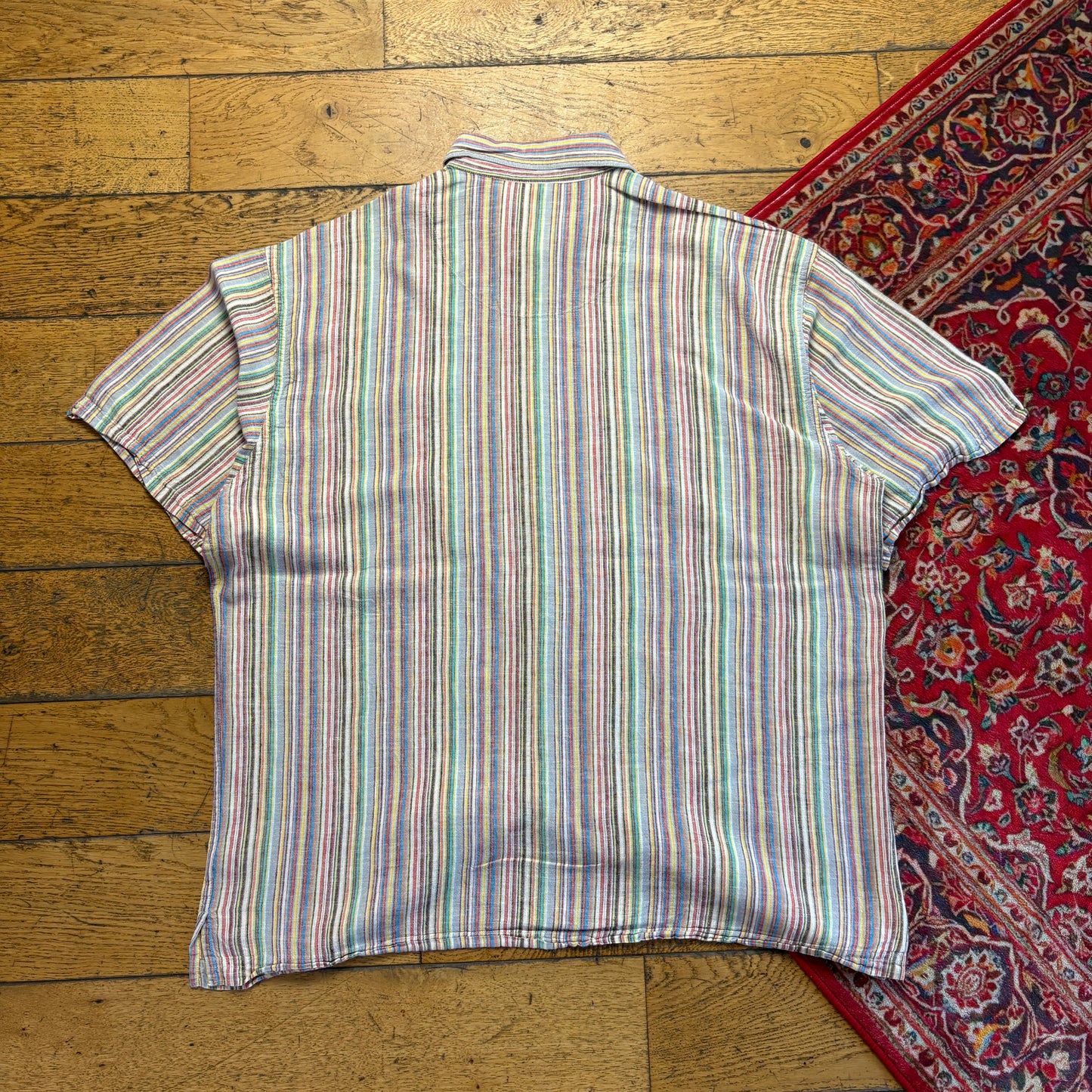 Vintage Fubu Stripe Hip Hop Embroidered Short Sleeve Shirt - XL