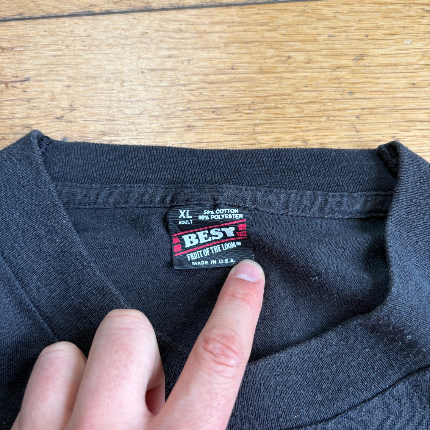 Vintage 1991 Funny Slogan Single Stitch Black Graphic T-Shirt - XL