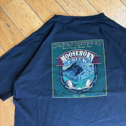 Vintage 90s Stagway Brewing Beer Black Single Stitch Graphic T-Shirt - 2XL