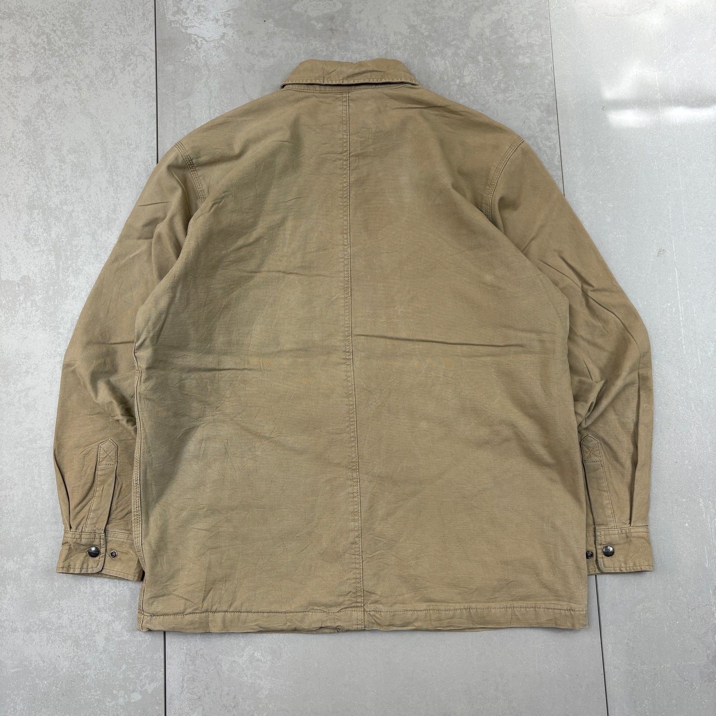 Vintage Carhartt Michigan Chore Cream Brown Workwear Jacket - L