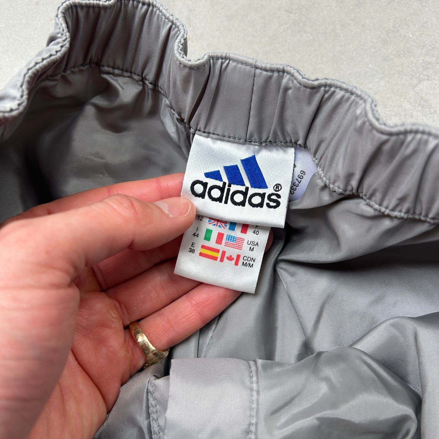 Vintage Adidas Grey Baggy Tracksuit Sweatpants Track Pants Bottoms - M