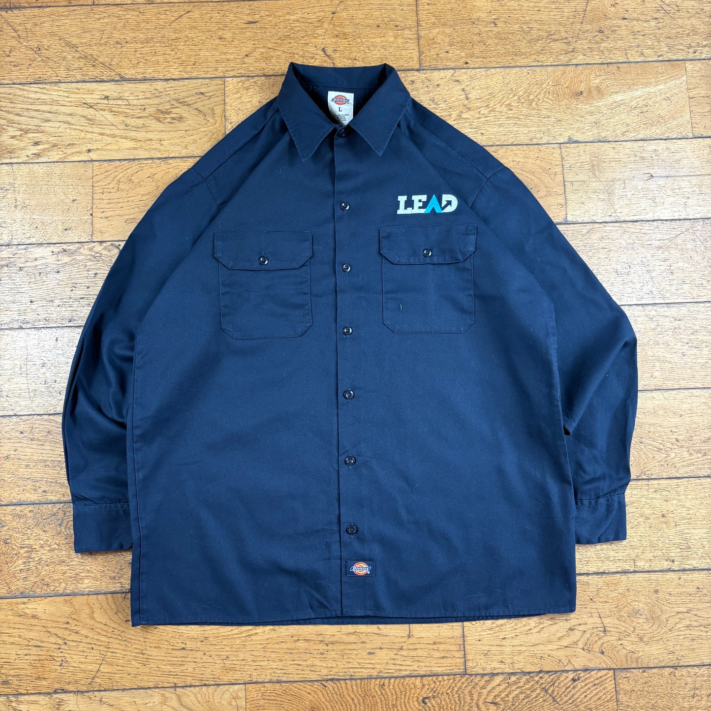 Vintage Navy Dickies Workwear Embroidered Shirt - L