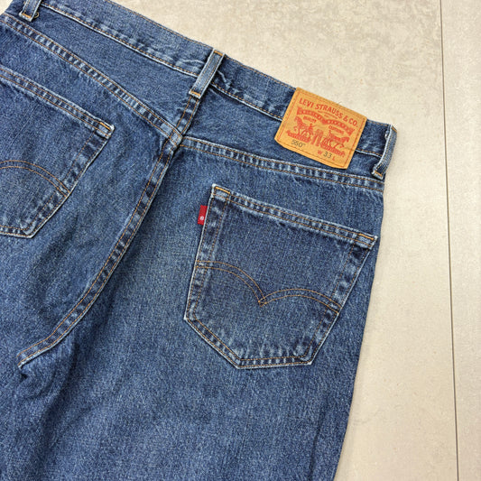 Vintage Levis 550 Baggy Blue Denim Shorts - 33