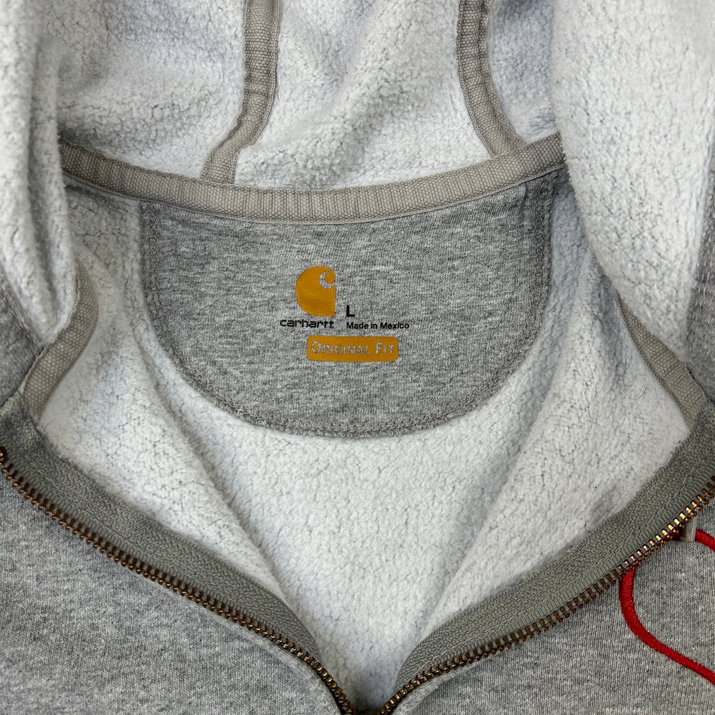 Vintage Carhartt Embroidered Heart Pocket Logo Zip Hoodie Sweatshirt - L