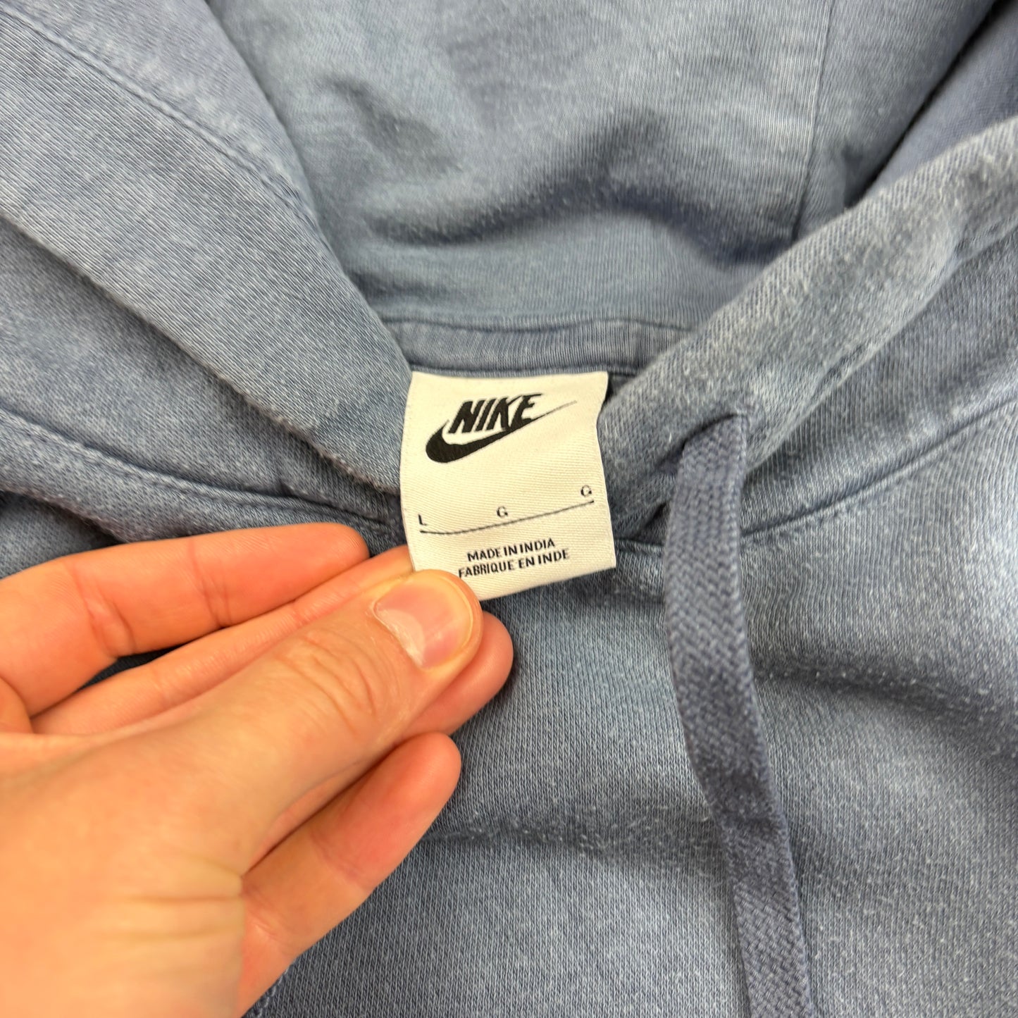 Vintage Nike Blue Embroidered Hoodie Sweatshirt - L