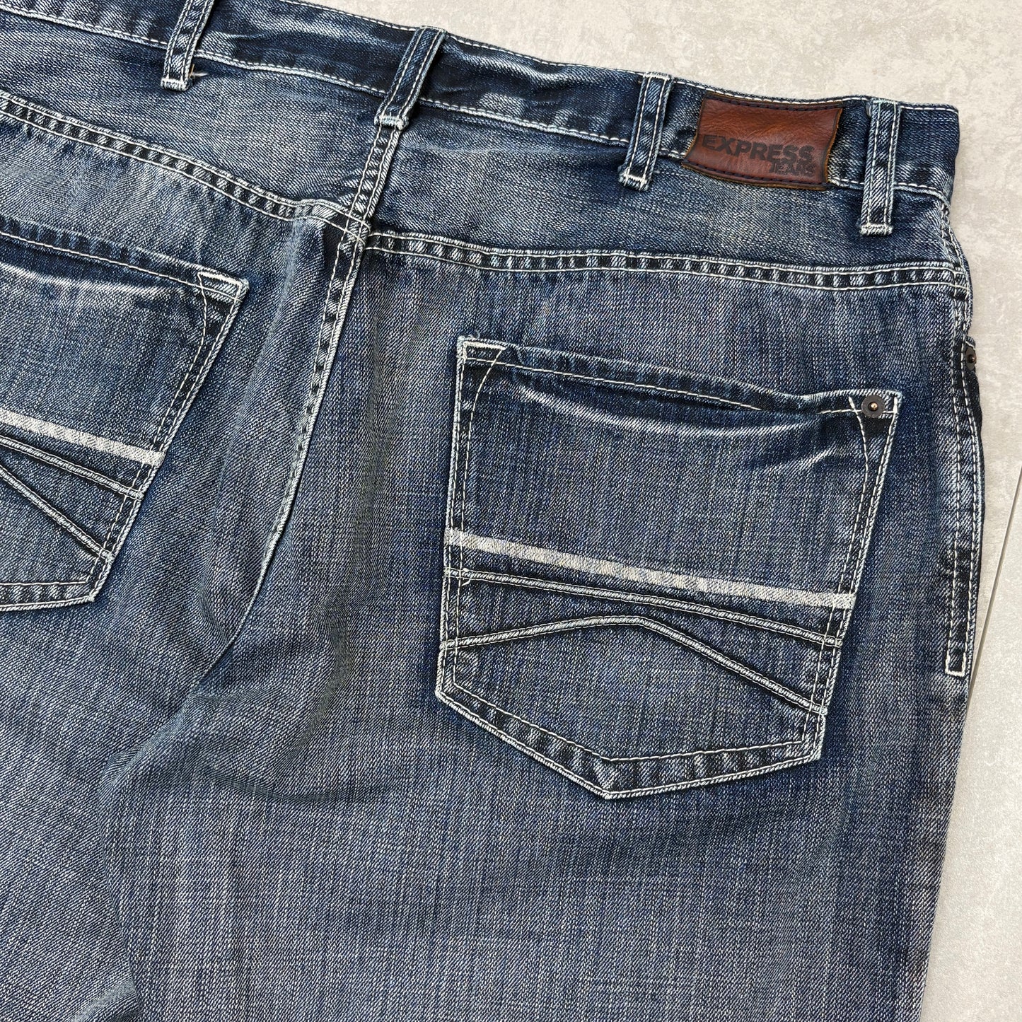 Vintage Embroidered Hip Hop Blue Baggy Jeans - 38