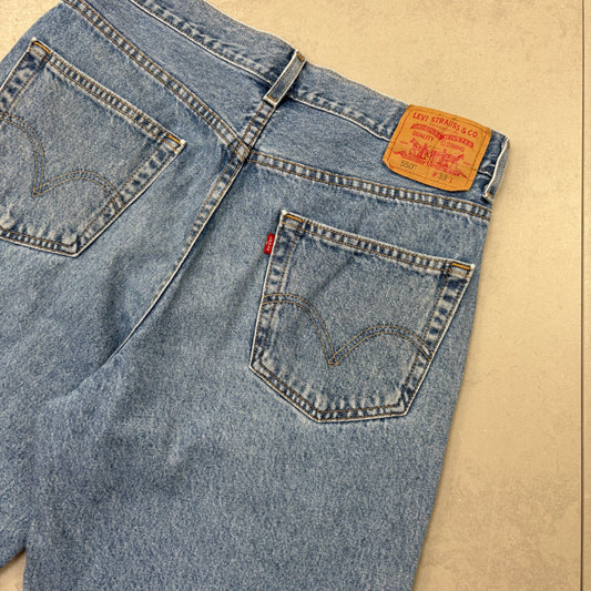 Vintage Levis 550 Baggy Blue Denim Shorts - 33