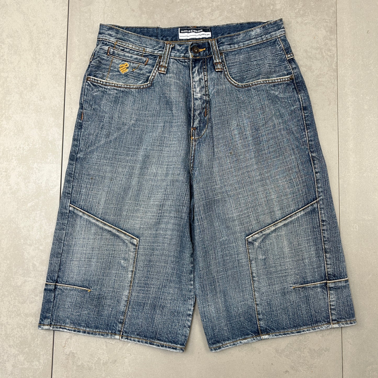 Vintage Rocawear Embroidered Hip Hop Baggy Blue Shorts Jorts - 32