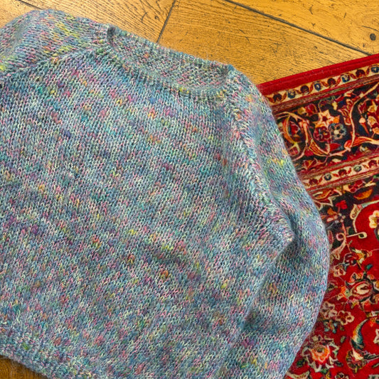 Vintage Blue Pink Womens Boxy Chunky Knit Jumper - Size 12