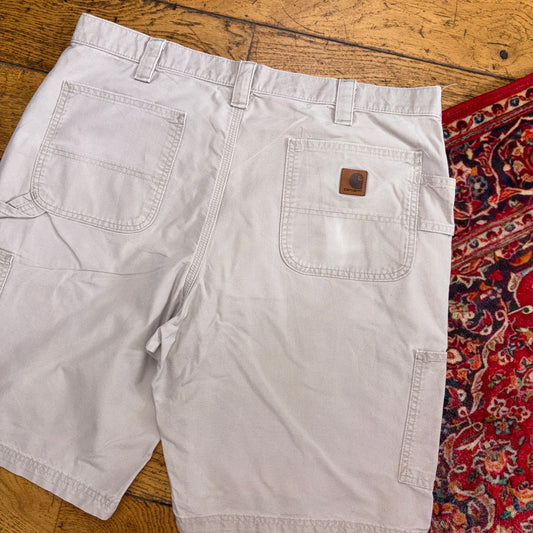 Vintage Carhartt Cream Workwear Baggy Carpenter Shorts - 38