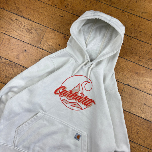 Vintage Carhartt Womens White Hoodie Sweatshirt - XL