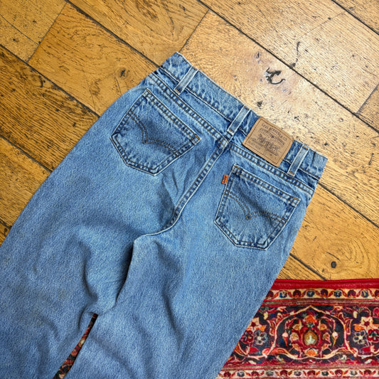 Vintage Levis Womens Orange Tab Tapered Blue Denim Jeans - Size 6