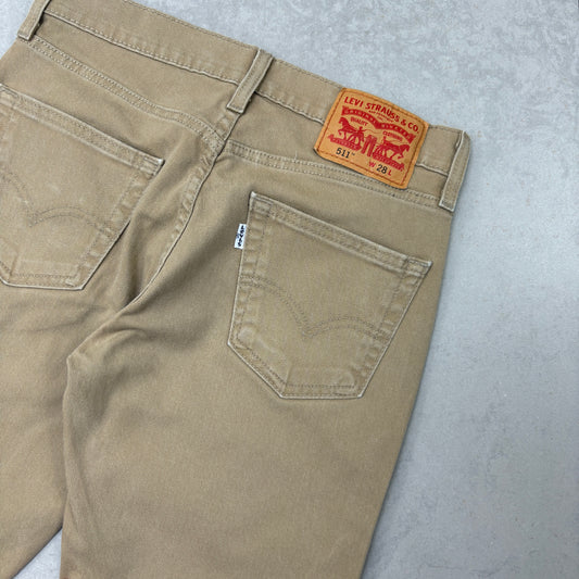Vintage Levis 511 Slim Cream Denim Shorts - 28