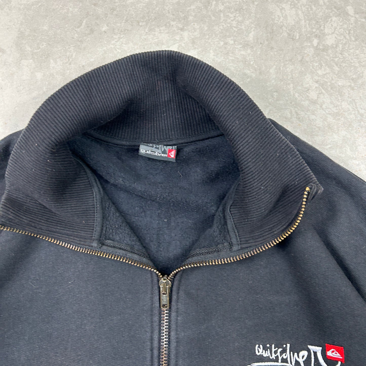Vintage 00s Quiksilver Embroidered Full Zip Black Sweatshirt - L