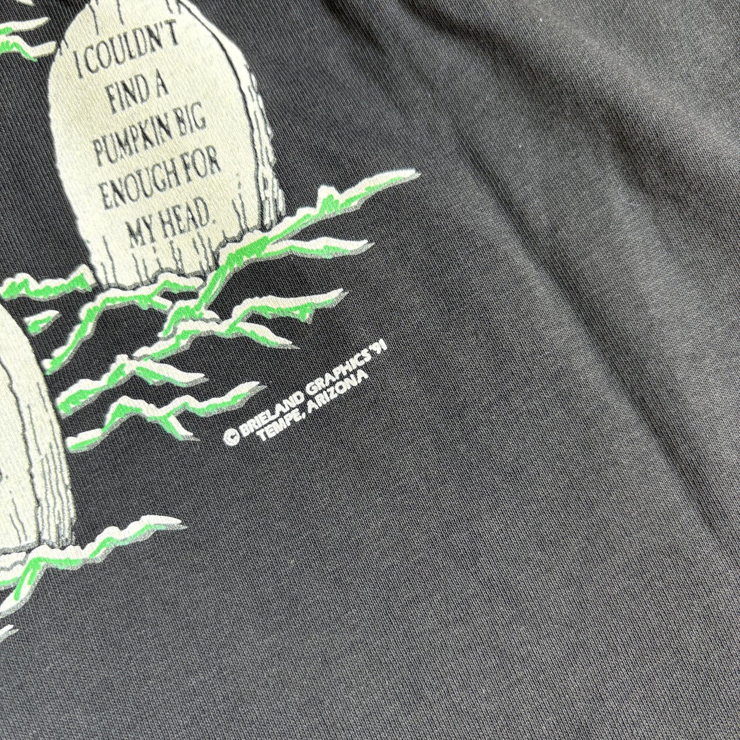 Vintage 1991 Funny Halloween Single Stitch Black Graphic T-Shirt - L