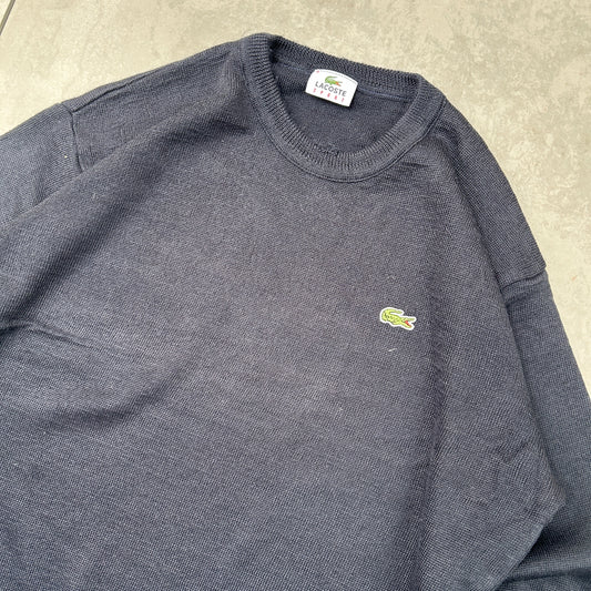 Vintage Lacoste Wool Navy Chunky Knit Jumper - L