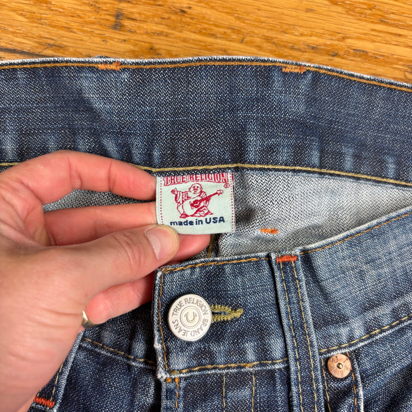 Vintage True Religion Blue Embroidered Y2K Shorts Jorts - 36