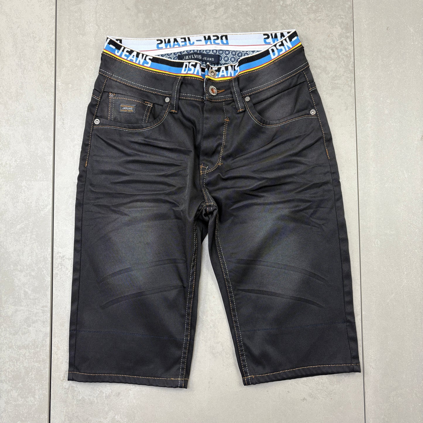 Vintage Embroidered Hip Hop Black Shorts Jorts - 33
