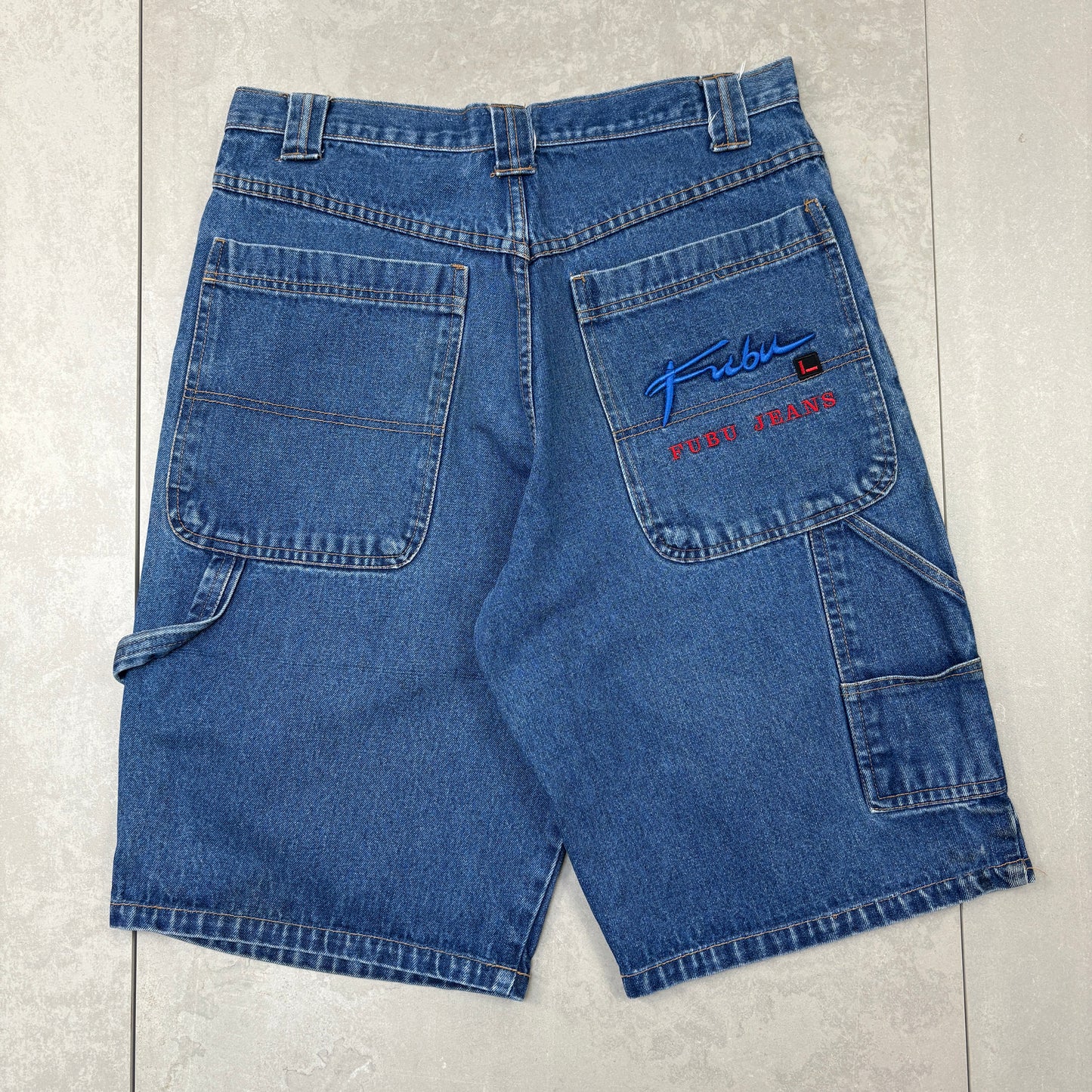 Vintage Fubu Embroidered Blue Hip Hop Baggy Shorts Jorts - 34