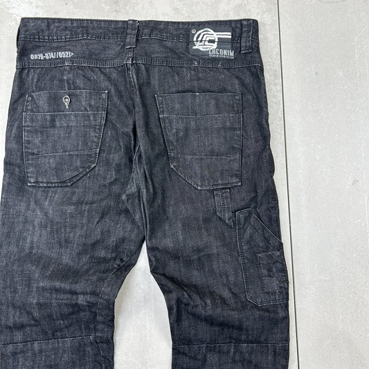 Vintage Embroidered Hip Hop Carpenter Black Jeans - 38