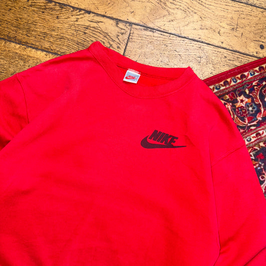 Vintage 80s Nike Swoosh Boxy Red Sweatshirt - S