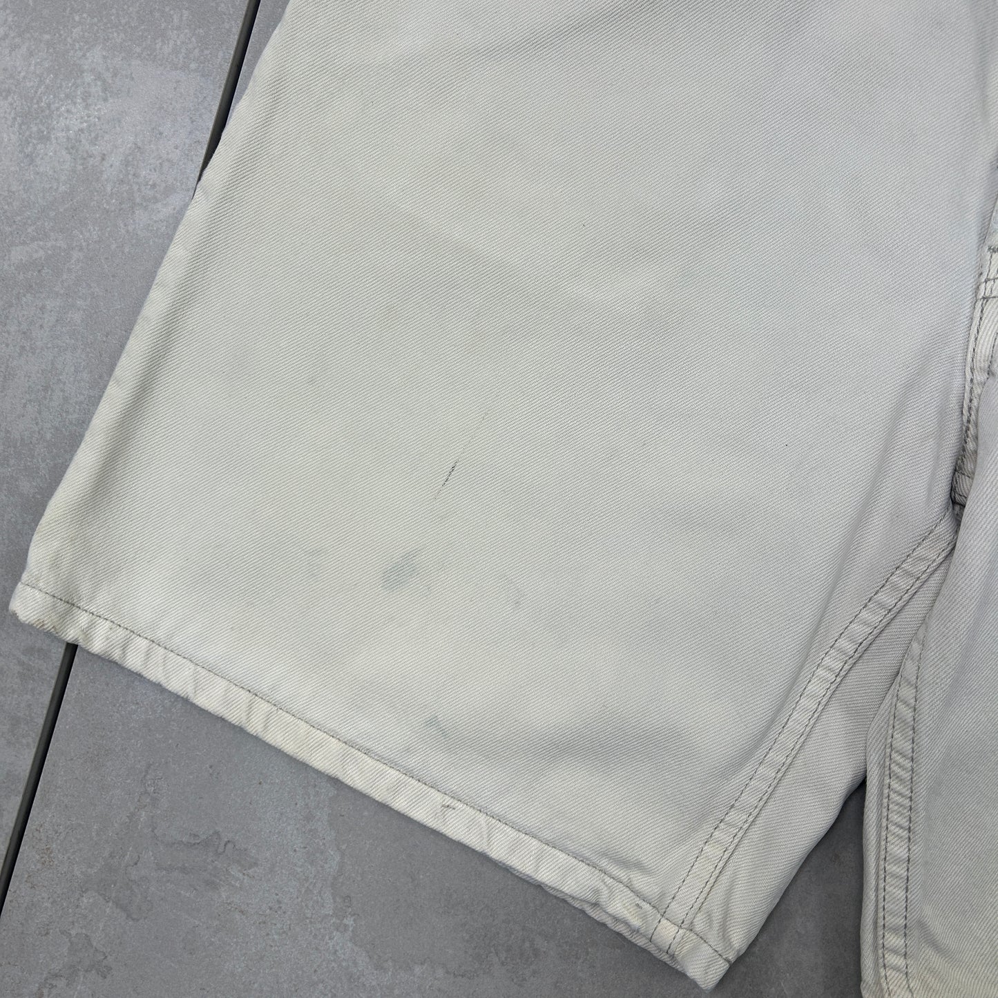Vintage Levis 550 Baggy Cream Denim Shorts - 38