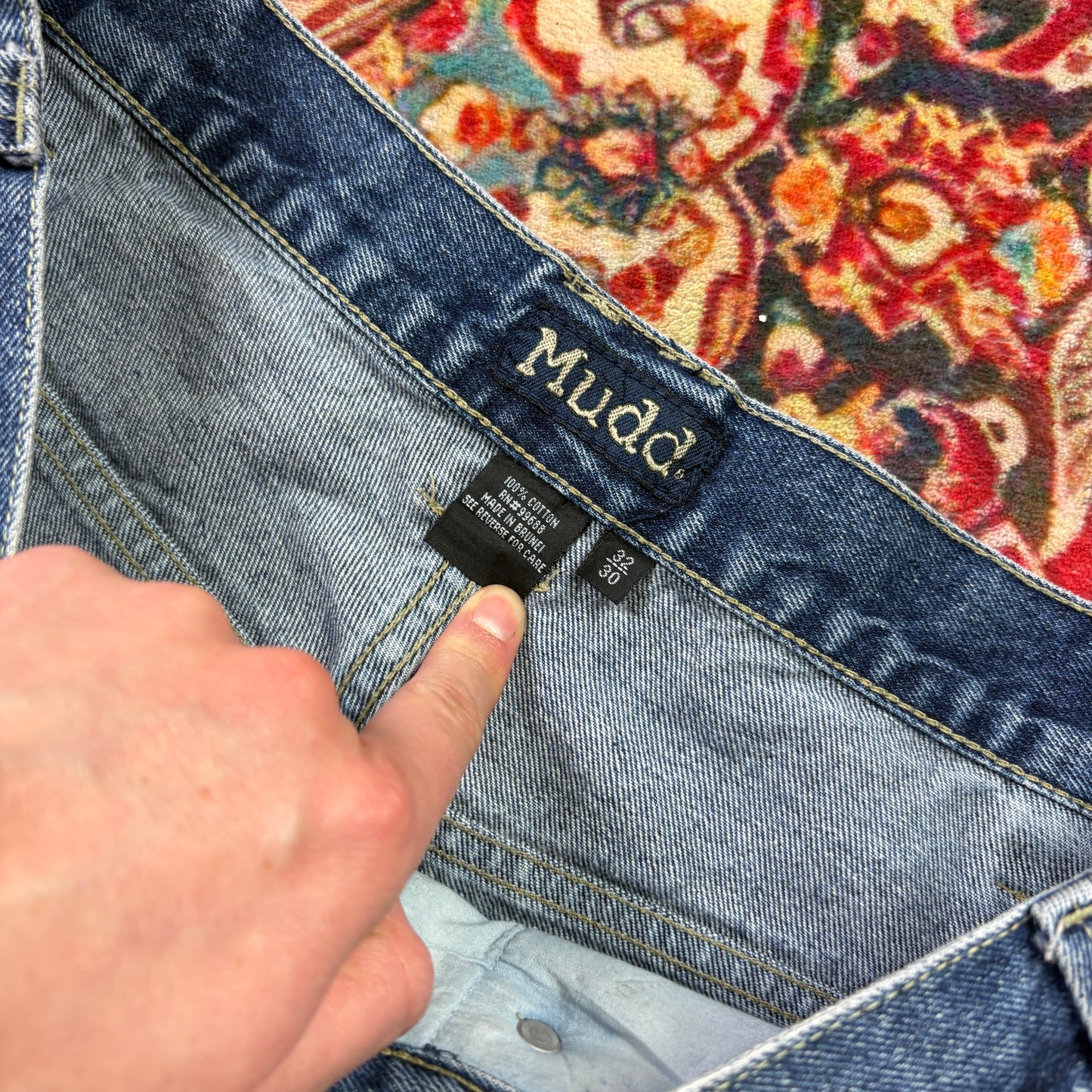Vintage Mudd Double Knee Blue Y2K Hip Hop Baggy Jeans - 32