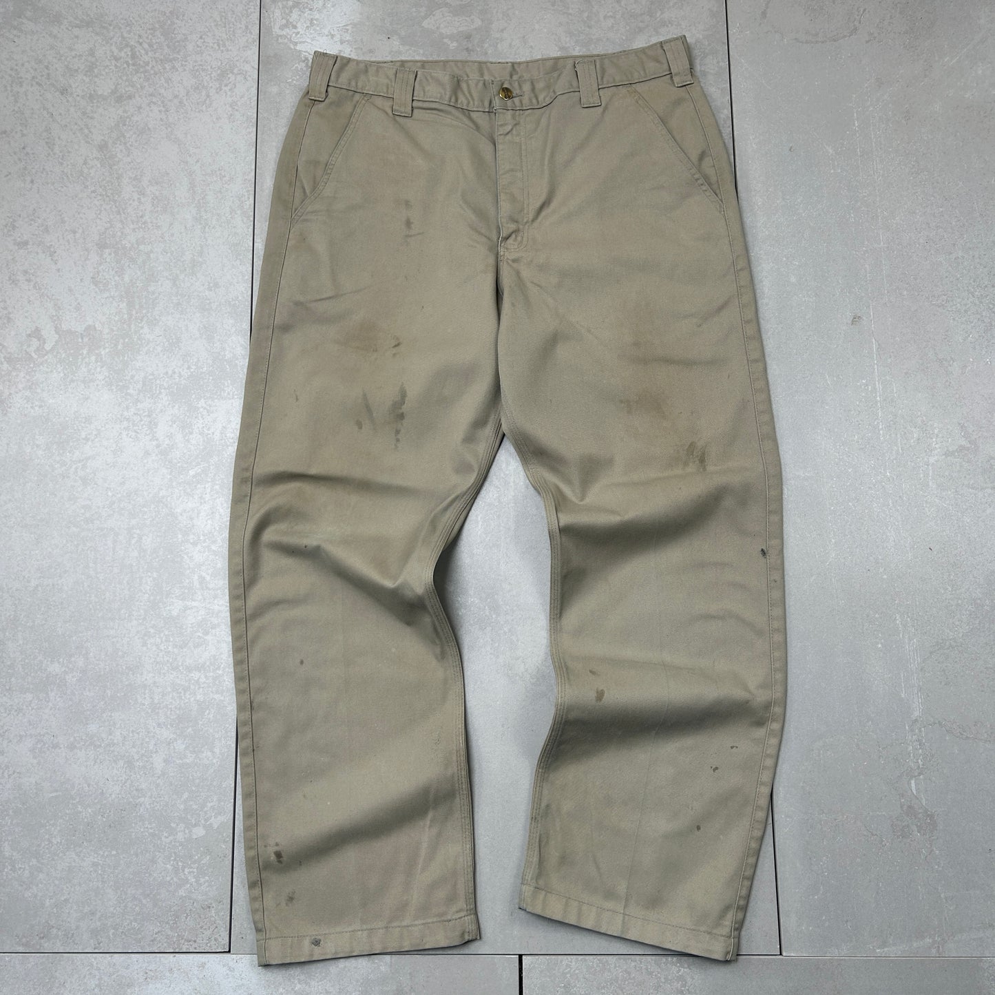 Vintage Carhartt Cream Workwear Carpenter Baggy Trousers - 38