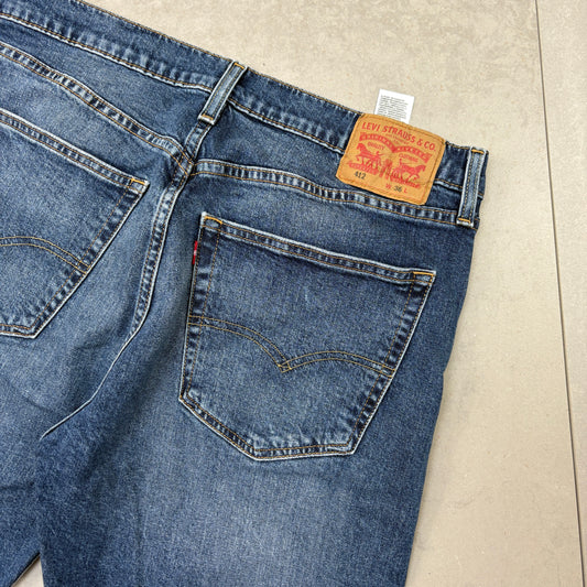 Vintage Levis 412 Baggy Blue Denim Shorts - 36