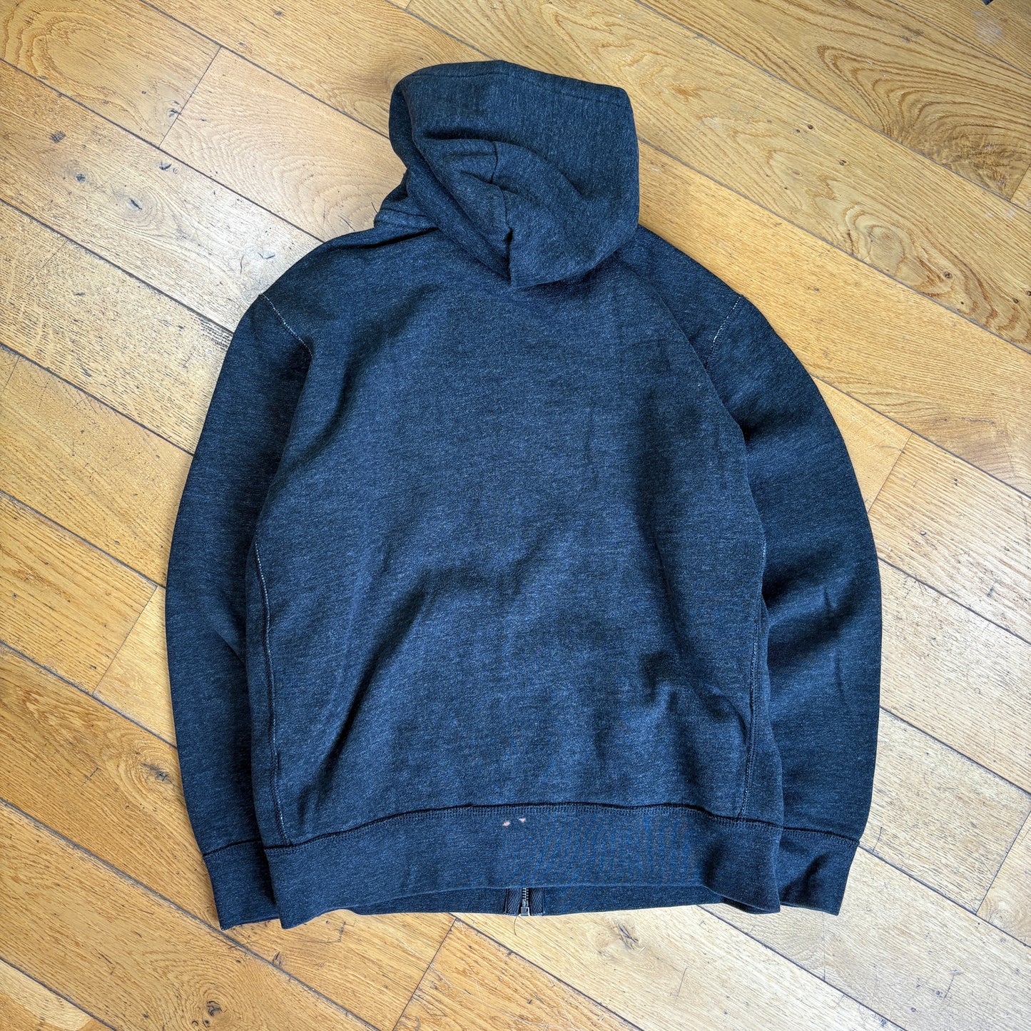 Vintage Ralph Lauren Grey Zip Hoodie Embroidered Sweatshirt - L
