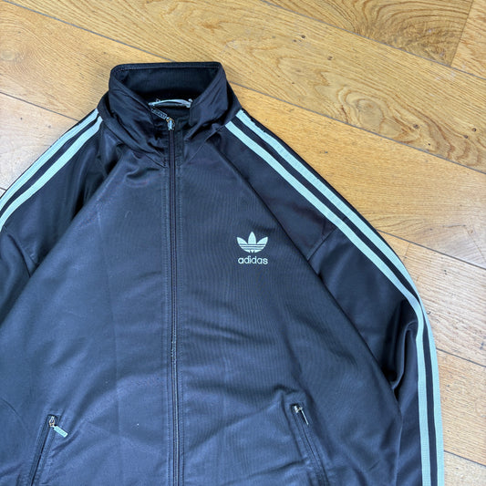 Vintage 80s Adidas Black Tracksuit Track Shell Windbreaker Jacket - XL